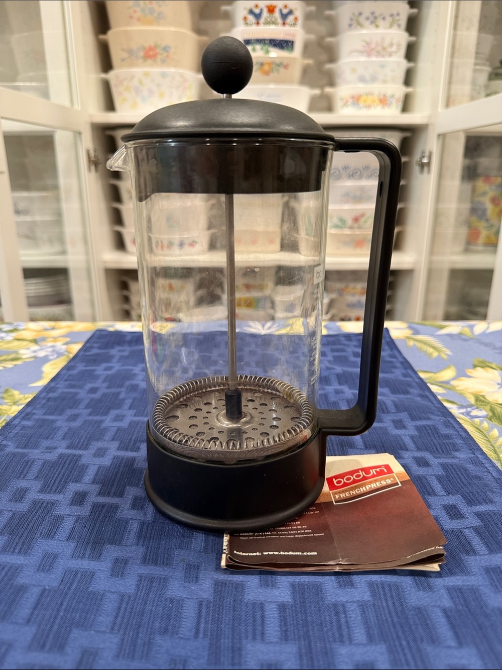 Bodum Black French Press Coffee Maker with instructions